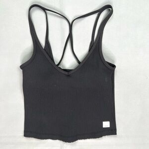 Vuori Rib Crop Tank Top Women Sz S Built in Bra Strappy Back Design